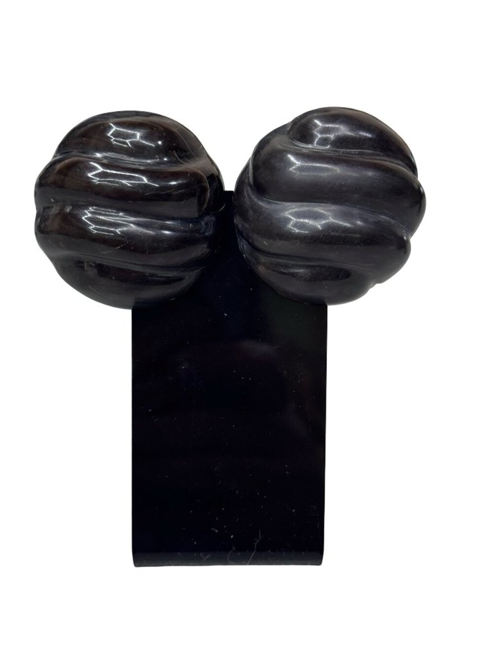 Vintage MONIES Gerda Lynggaard Dark Brown Black Horn Carved Clip Earrings Runway